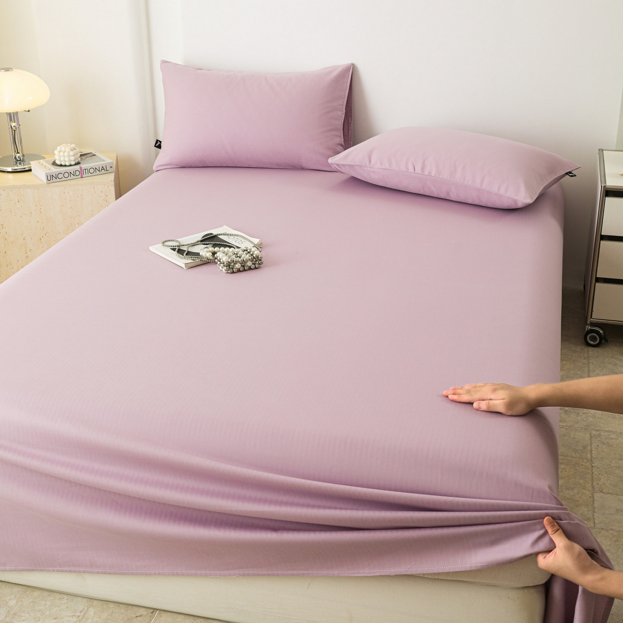 91家纺网 家纺一手货源 找家纺 眠博士 2025新款大雁纹小提花全棉纯棉床单单件-单床单 床单-雁纹紫