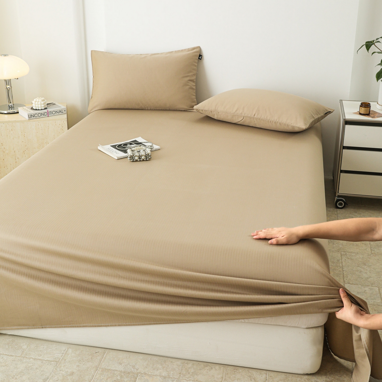 91家纺网 家纺一手货源 找家纺 眠博士 2025新款大雁纹小提花全棉纯棉床单单件-单床单 床单-雁纹杏