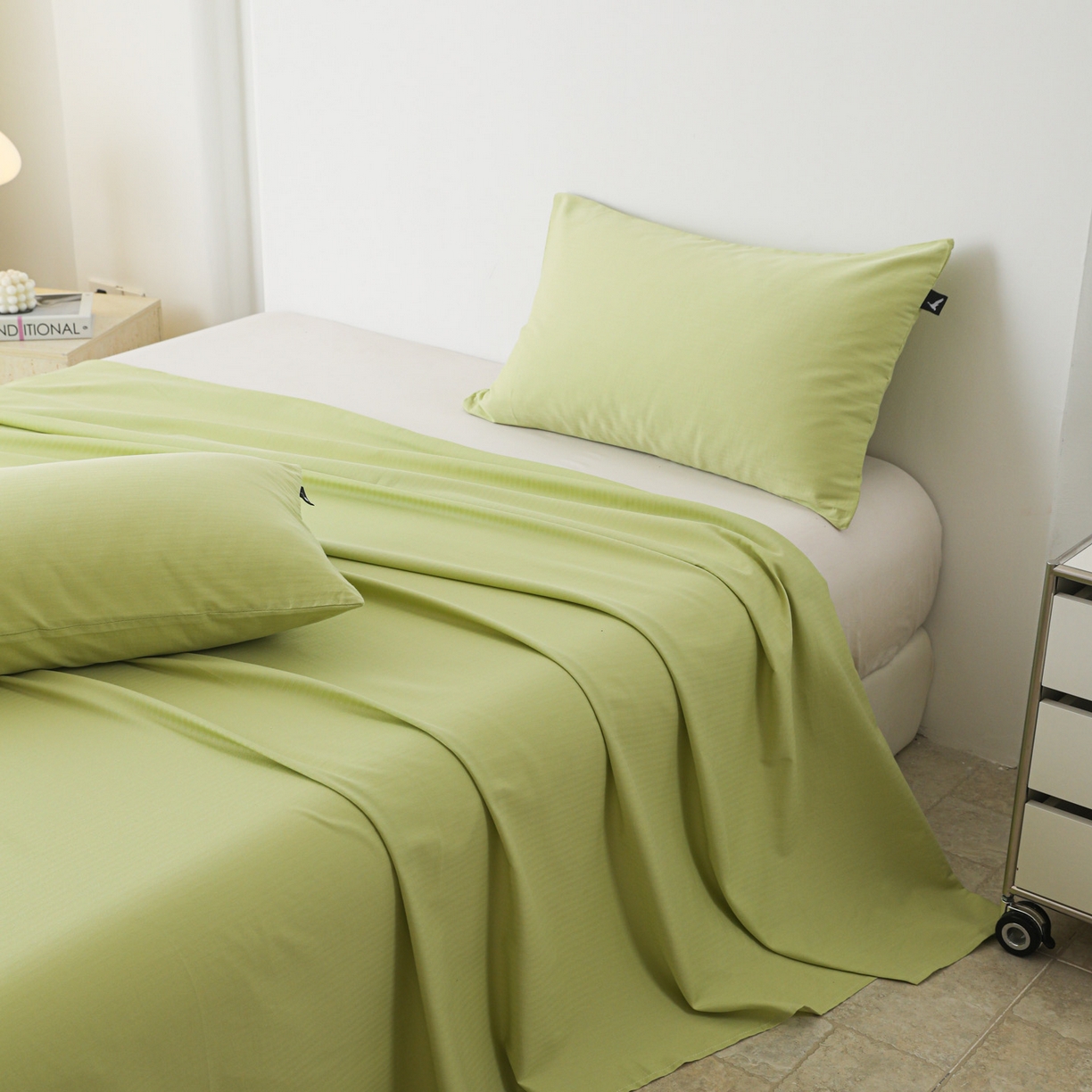 91家纺网 家纺一手货源 找家纺 眠博士 2025新款大雁纹小提花全棉纯棉床单单件-单床单 床单-雁纹草绿