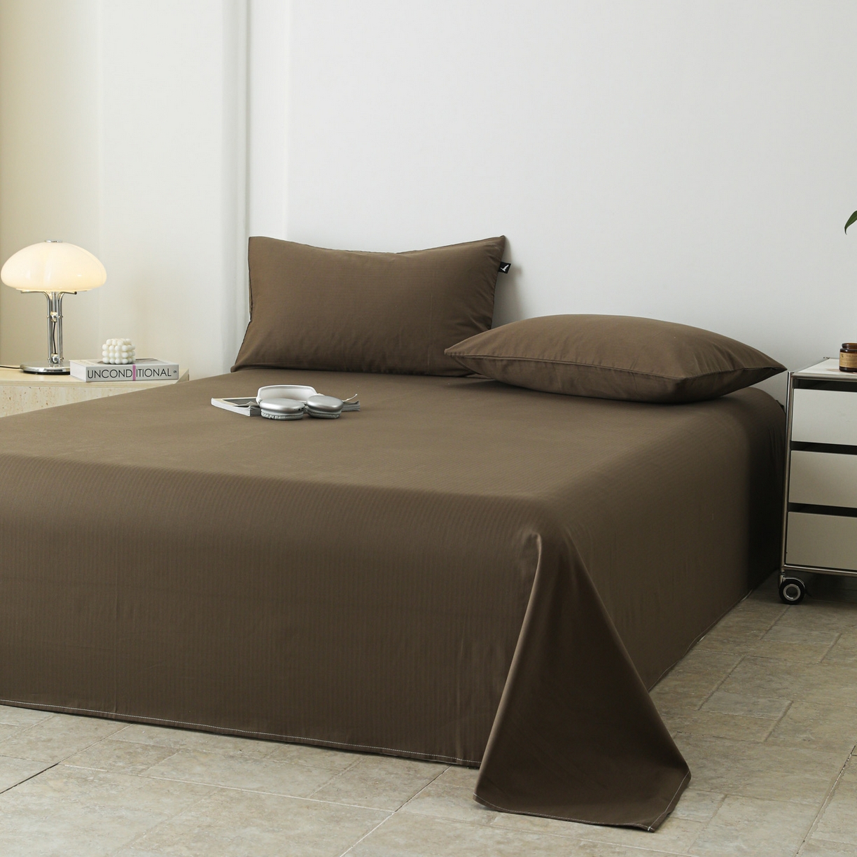 91家纺网 家纺一手货源 找家纺 眠博士 2025新款大雁纹小提花全棉纯棉床单单件-单床单 床单-雁纹棕咖