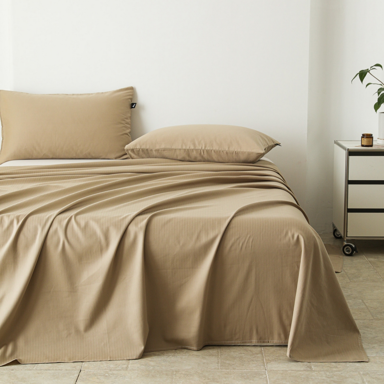 91家纺网 家纺一手货源 找家纺 眠博士 2025新款大雁纹小提花全棉纯棉床单单件-单床单 床单-雁纹杏