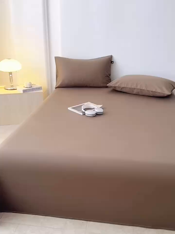 91家纺网 家纺一手货源 找家纺 眠博士 2025新款大雁纹小提花全棉纯棉床单单件-单床单 床单-雁纹棕咖