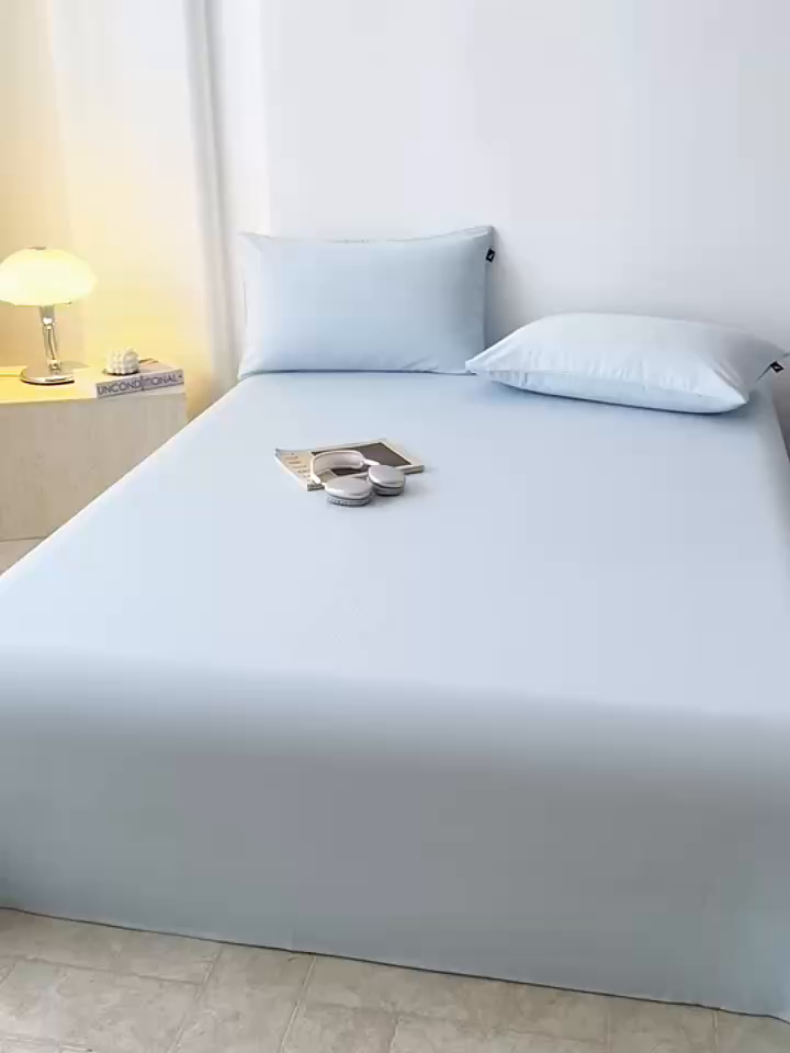 91家纺网 家纺一手货源 找家纺 眠博士 2025新款大雁纹小提花全棉纯棉床单单件-单床单 床单-雁纹嫩蓝