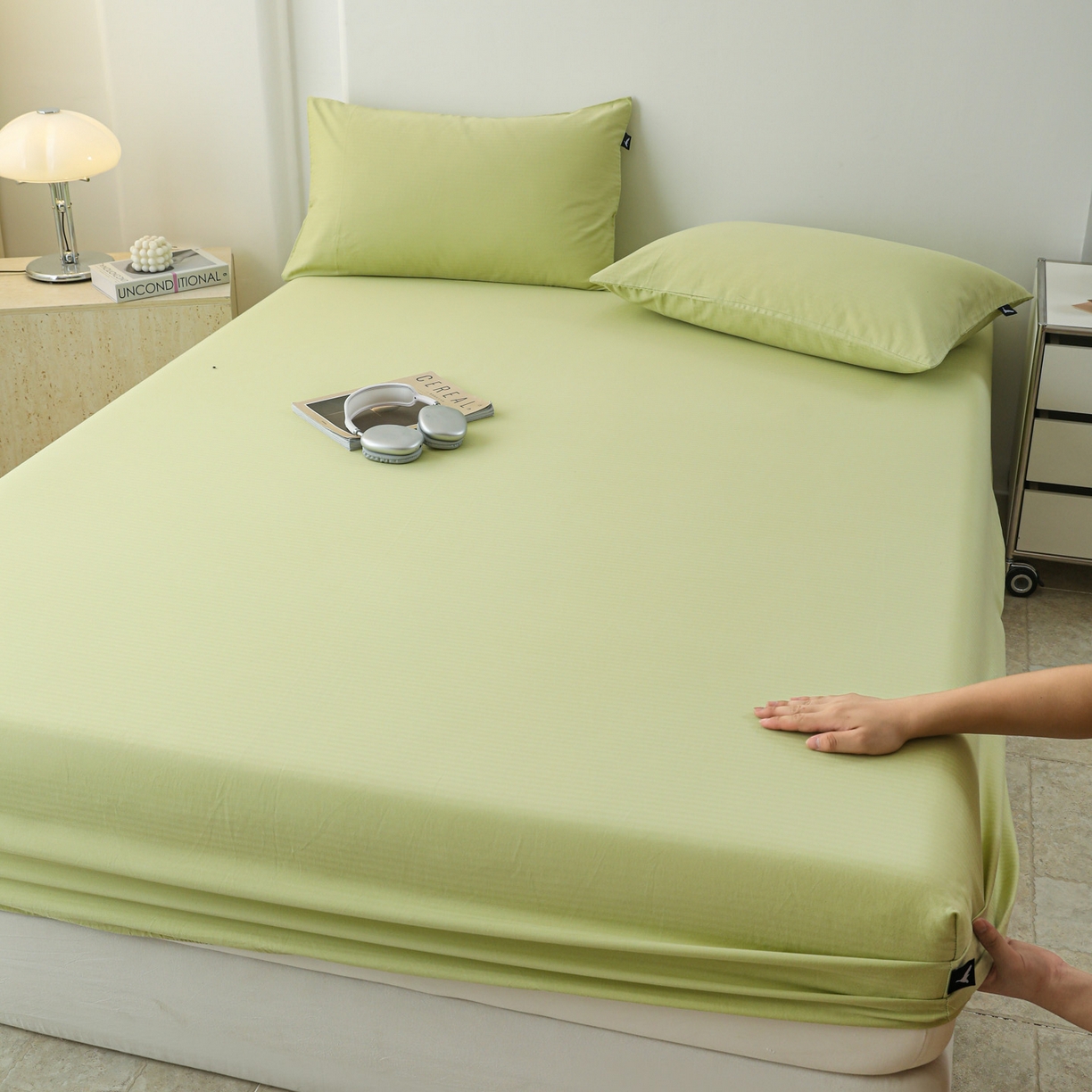 91家纺网 家纺一手货源 找家纺 （总）眠博士 2025新款大雁纹小提花全棉纯棉床笠单件-单床笠