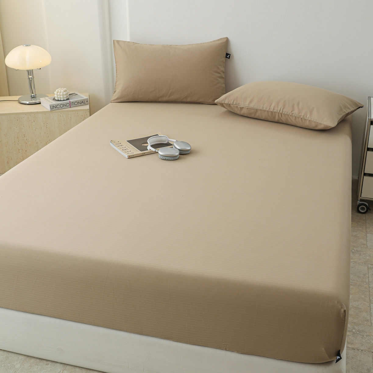 91家纺网 家纺一手货源 找家纺 眠博士 2025新款大雁纹小提花全棉纯棉床笠单件-单床笠 床笠-雁纹杏