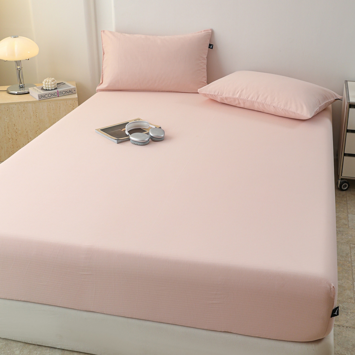 91家纺网 家纺一手货源 找家纺 眠博士 2025新款大雁纹小提花全棉纯棉床笠单件-单床笠 床笠-雁纹粉