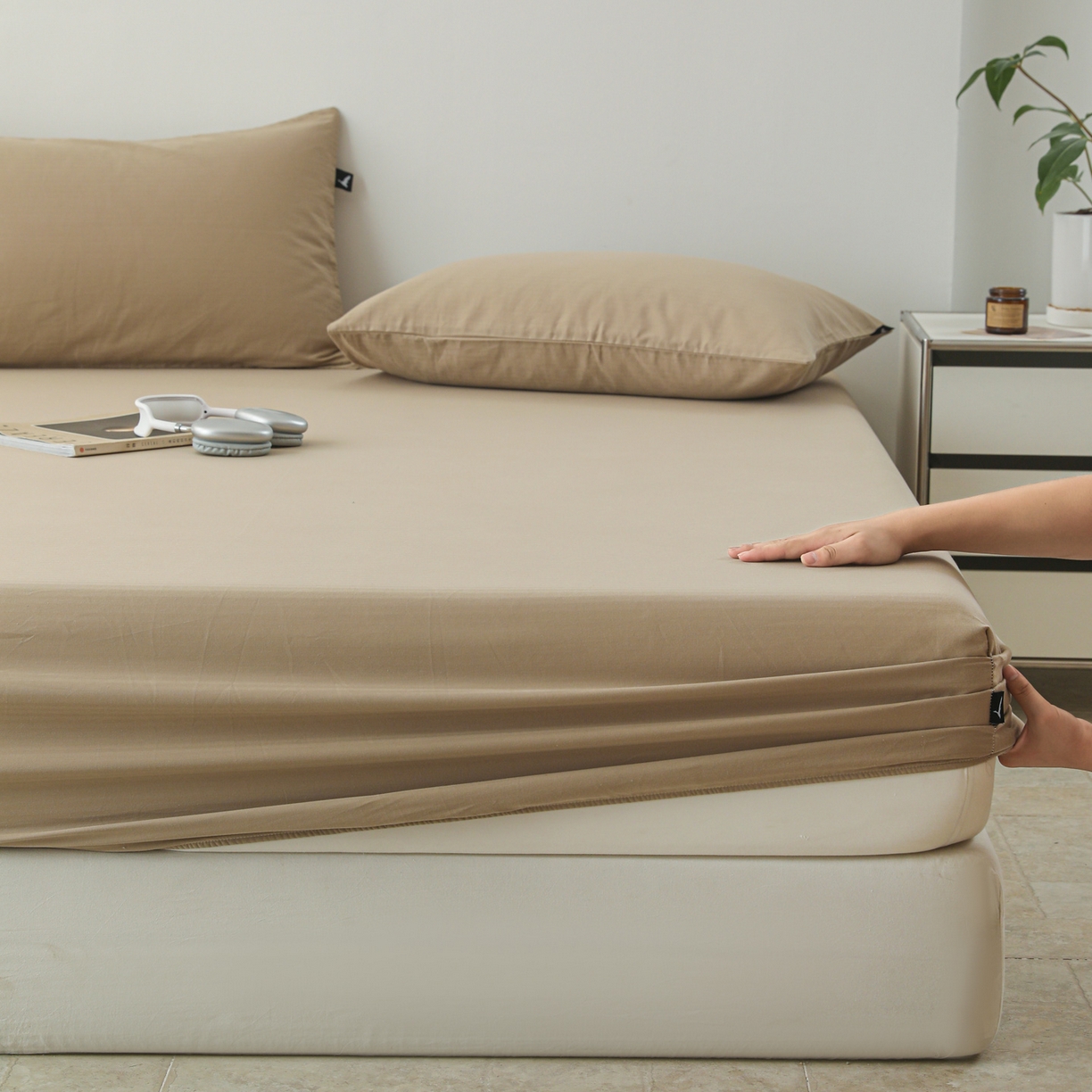 91家纺网 家纺一手货源 找家纺 （总）眠博士 2025新款大雁纹小提花全棉纯棉床笠单件-单床笠