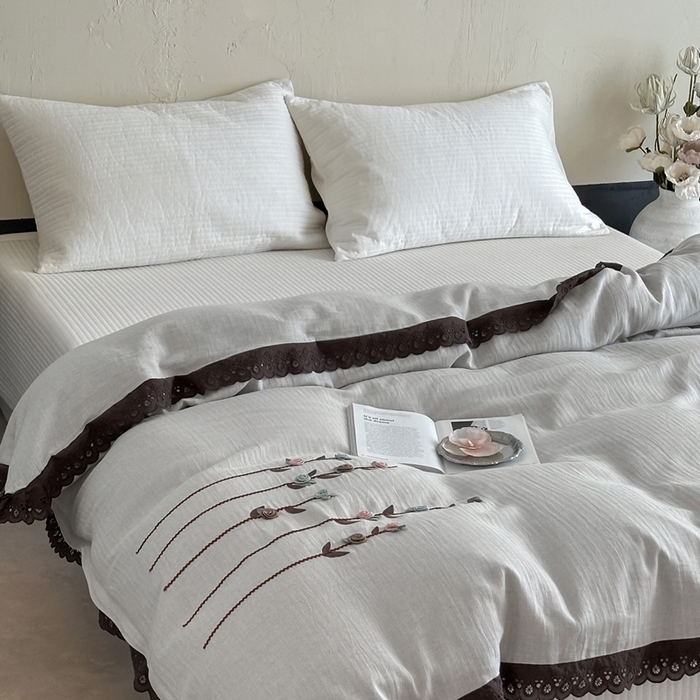 91家纺网 家纺一手货源 找家纺 （总）月夏 2025新款全棉纯棉棉麻单被套被套单件-缤纷花语