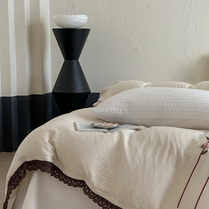 91家纺网 家纺一手货源 找家纺 月夏 2025新款全棉纯棉棉麻单被套被套单件-缤纷花语 缤纷花语-米白色