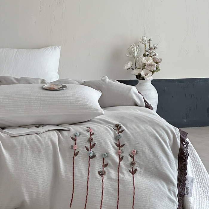 91家纺网 家纺一手货源 找家纺 月夏 2025新款全棉纯棉棉麻单被套被套单件-缤纷花语 缤纷花语-灰色