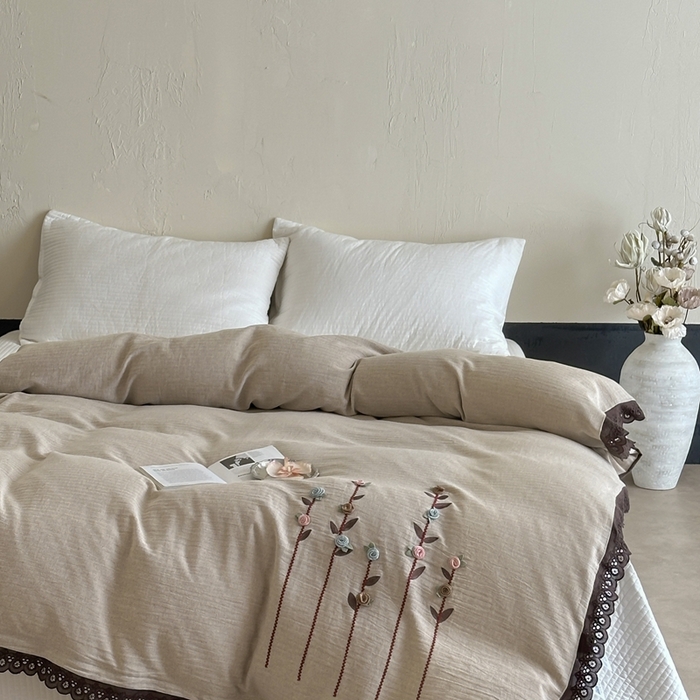 91家纺网 家纺一手货源 找家纺 （总）月夏 2025新款全棉纯棉棉麻单被套被套单件-缤纷花语