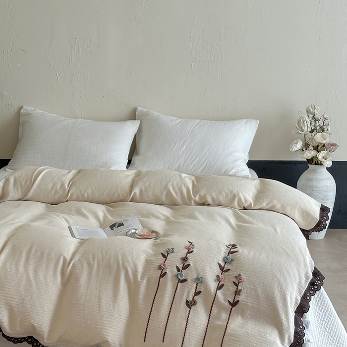 91家纺网 家纺一手货源 找家纺 （总）月夏 2025新款全棉纯棉棉麻单被套被套单件-缤纷花语