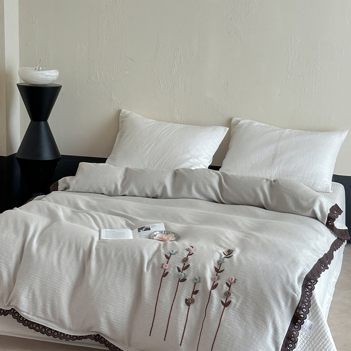 91家纺网 家纺一手货源 找家纺 月夏 2025新款全棉纯棉棉麻单被套被套单件-缤纷花语 缤纷花语-灰色