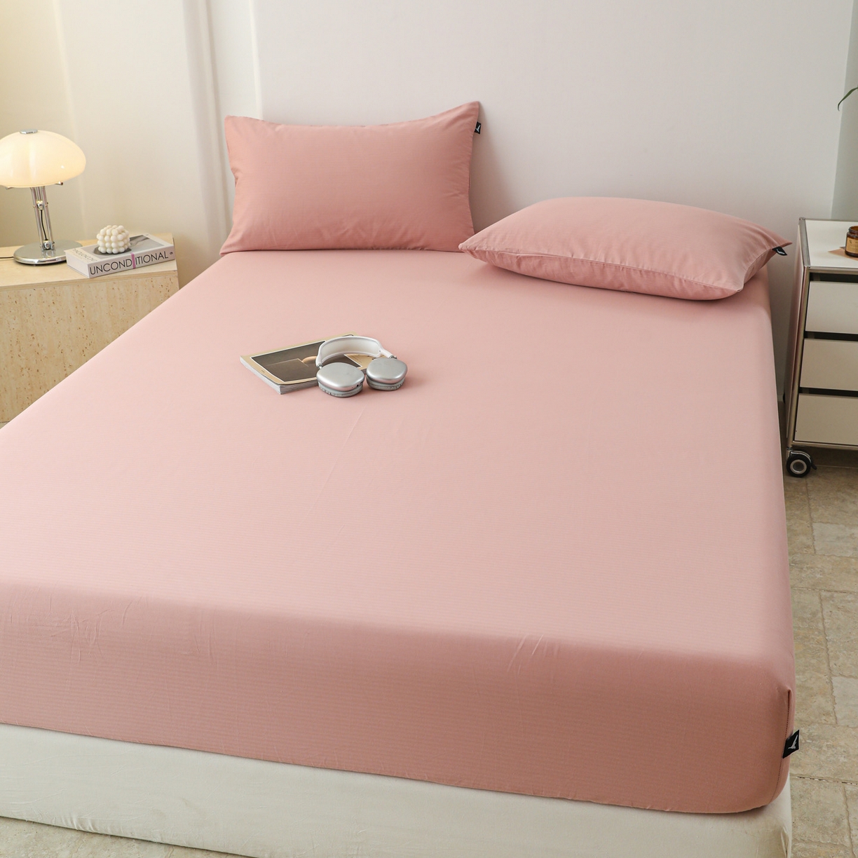 91家纺网 家纺一手货源 找家纺 眠博士 2025新款大雁纹小提花全棉纯棉床笠单件-单床笠 床笠-雁纹豆沙