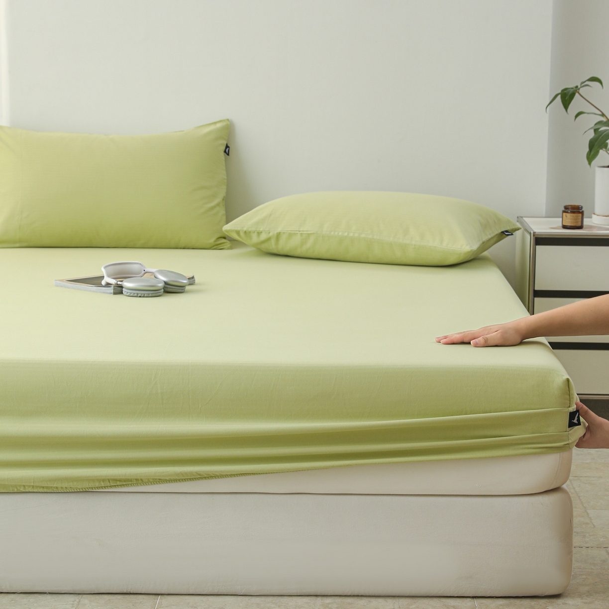 91家纺网 家纺一手货源 找家纺 （总）眠博士 2025新款大雁纹小提花全棉纯棉床笠单件-单床笠