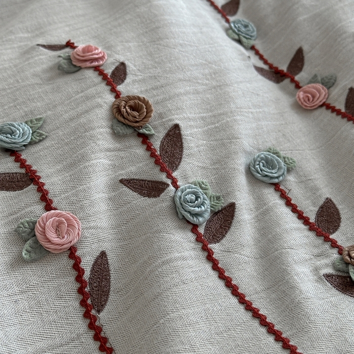 91家纺网 家纺一手货源 找家纺 月夏 2025新款全棉纯棉棉麻单被套被套单件-缤纷花语 缤纷花语-灰色