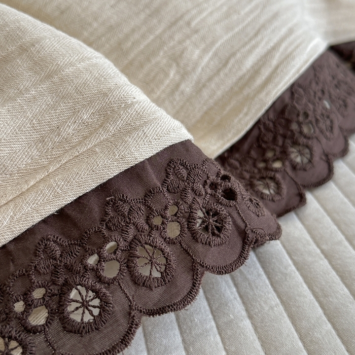 91家纺网 家纺一手货源 找家纺 月夏 2025新款全棉纯棉棉麻单被套被套单件-缤纷花语 缤纷花语-米白色