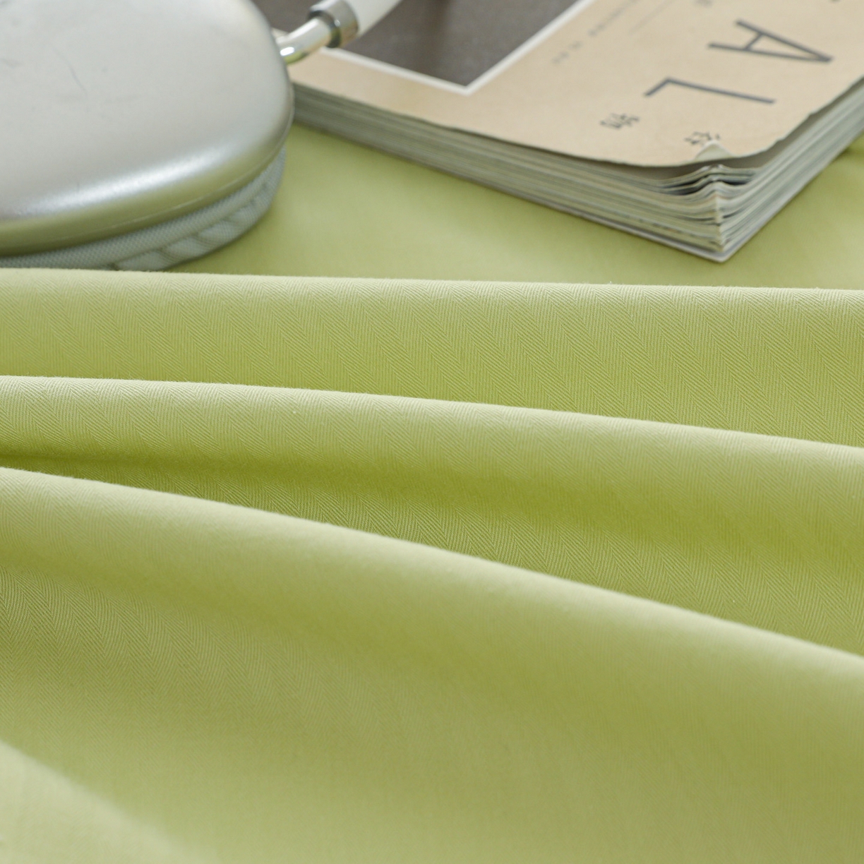 91家纺网 家纺一手货源 找家纺 眠博士 2025新款大雁纹小提花全棉纯棉床笠单件-单床笠 床笠-雁纹草绿