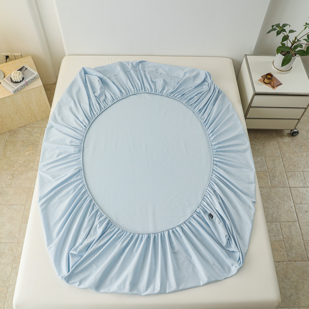 91家纺网 家纺一手货源 找家纺 眠博士 2025新款大雁纹小提花全棉纯棉床笠单件-单床笠 床笠-雁纹嫩蓝