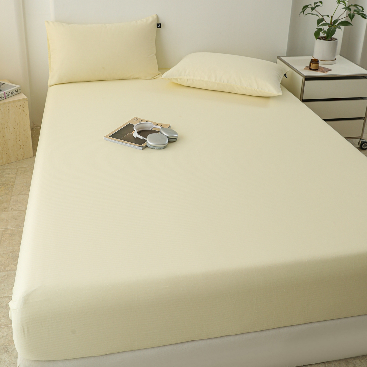 91家纺网 家纺一手货源 找家纺 眠博士 2025新款大雁纹小提花全棉纯棉床笠单件-单床笠 床笠-雁纹米