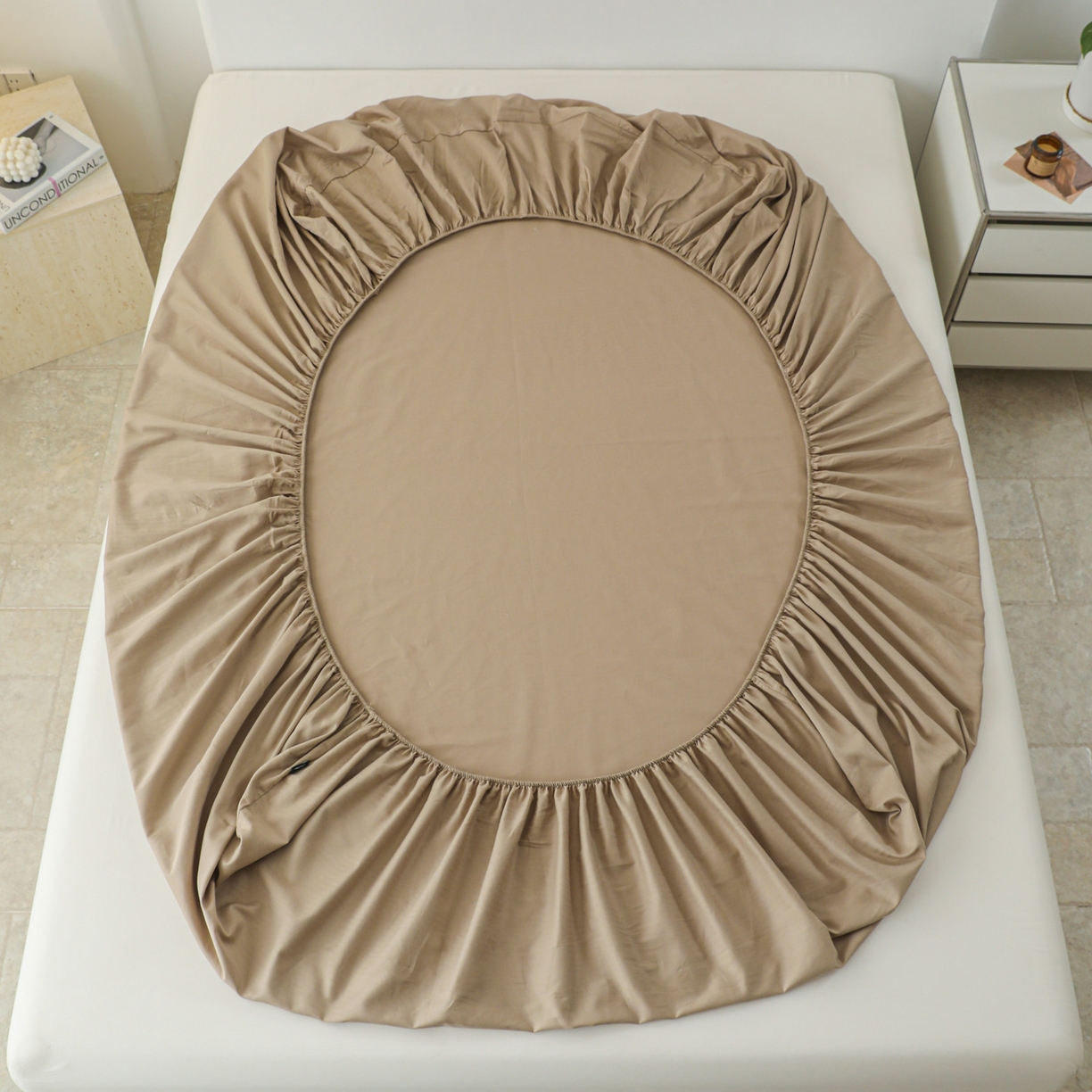 91家纺网 家纺一手货源 找家纺 眠博士 2025新款大雁纹小提花全棉纯棉床笠单件-单床笠 床笠-雁纹杏