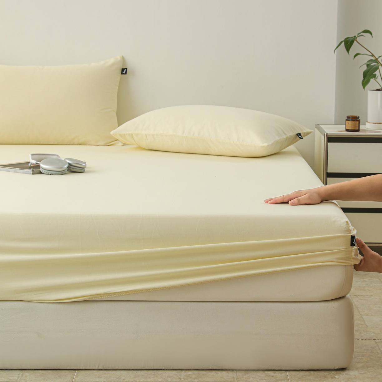 眠博士 2025新款大雁纹小提花全棉纯棉床笠单件-单床笠 床笠-雁纹米