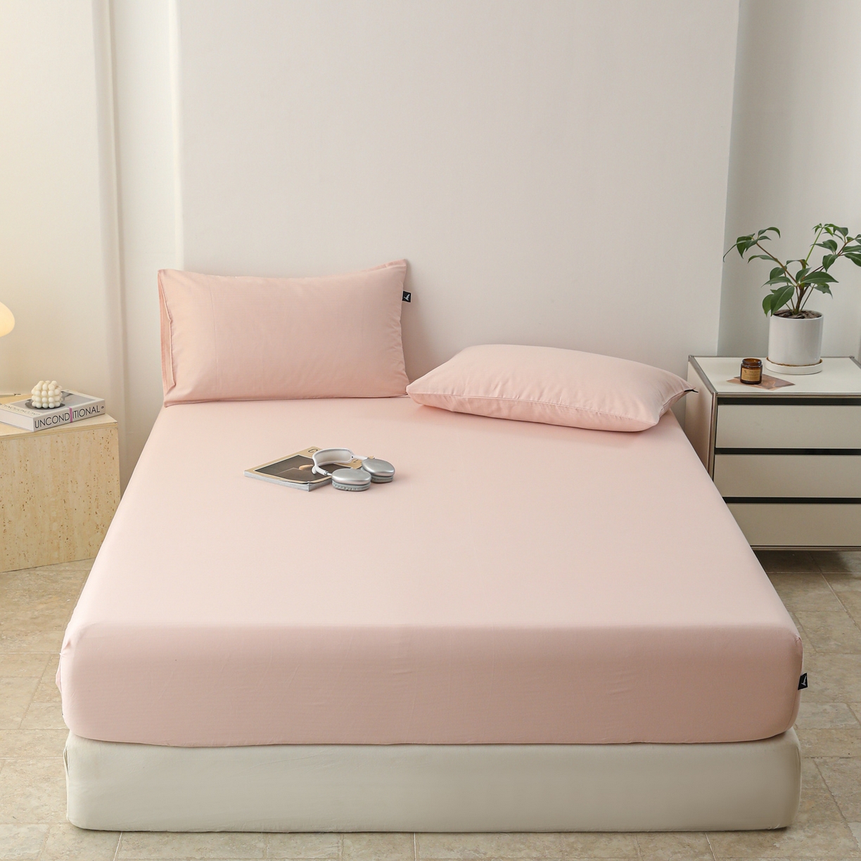 91家纺网 家纺一手货源 找家纺 眠博士 2025新款大雁纹小提花全棉纯棉床笠单件-单床笠 床笠-雁纹粉