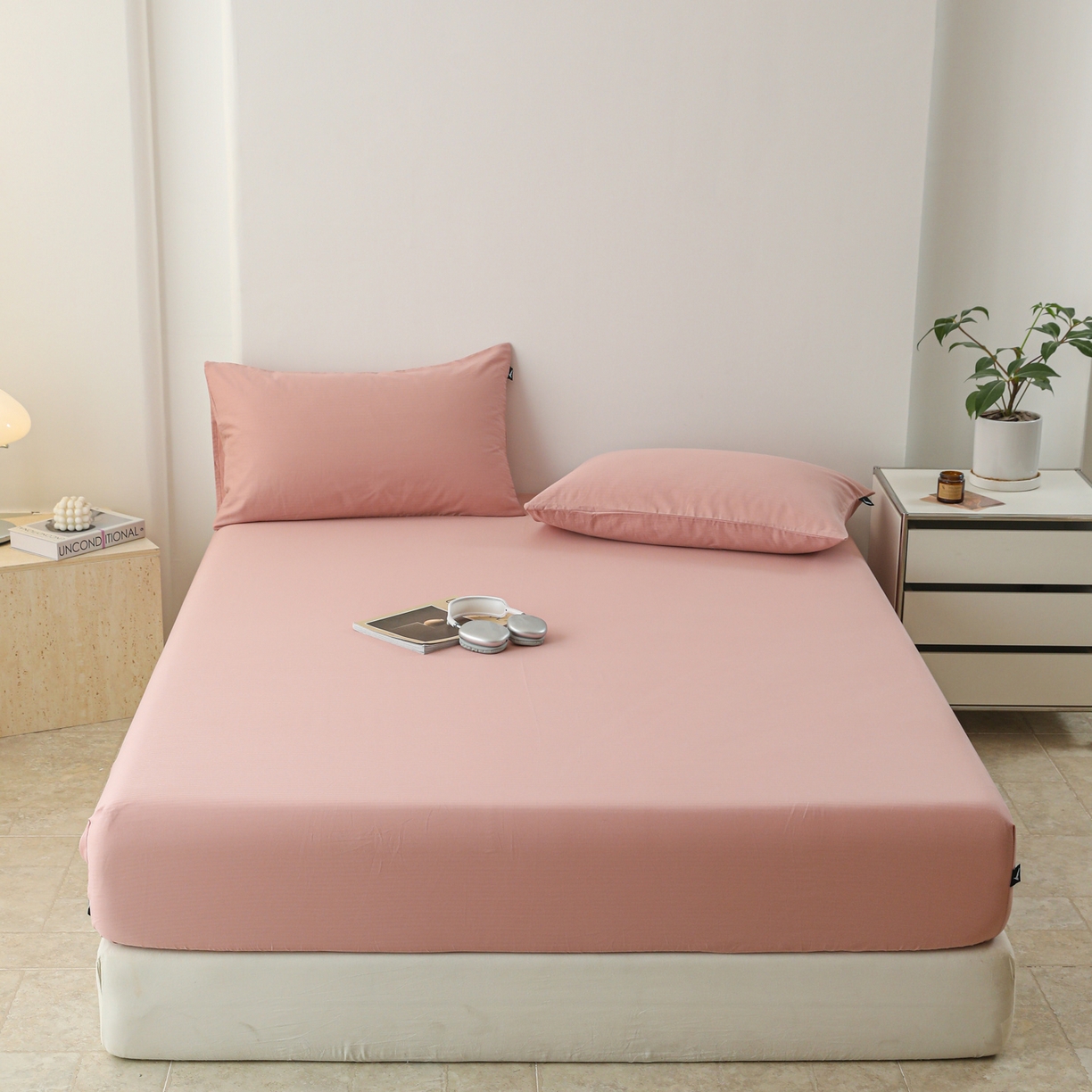 91家纺网 家纺一手货源 找家纺 眠博士 2025新款大雁纹小提花全棉纯棉床笠单件-单床笠 床笠-雁纹豆沙