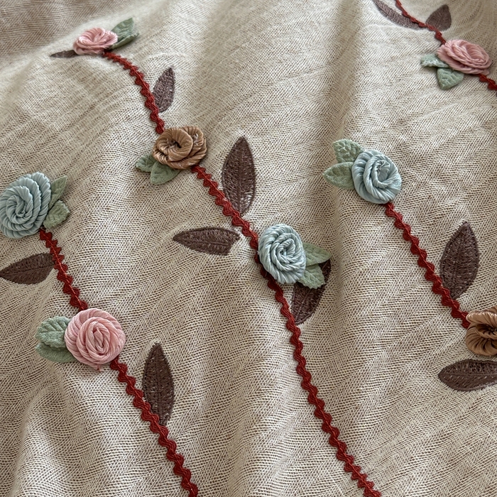 91家纺网 家纺一手货源 找家纺 月夏 2025新款全棉纯棉棉麻单被套被套单件-缤纷花语 缤纷花语-咖色