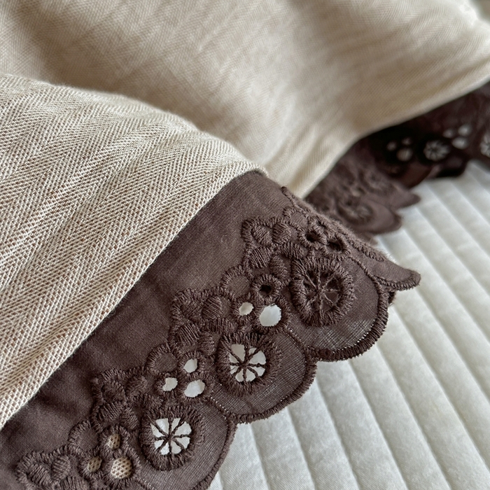 91家纺网 家纺一手货源 找家纺 月夏 2025新款全棉纯棉棉麻单被套被套单件-缤纷花语 缤纷花语-咖色