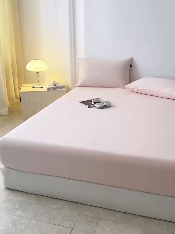 91家纺网 家纺一手货源 找家纺 眠博士 2025新款大雁纹小提花全棉纯棉床笠单件-单床笠 床笠-雁纹粉