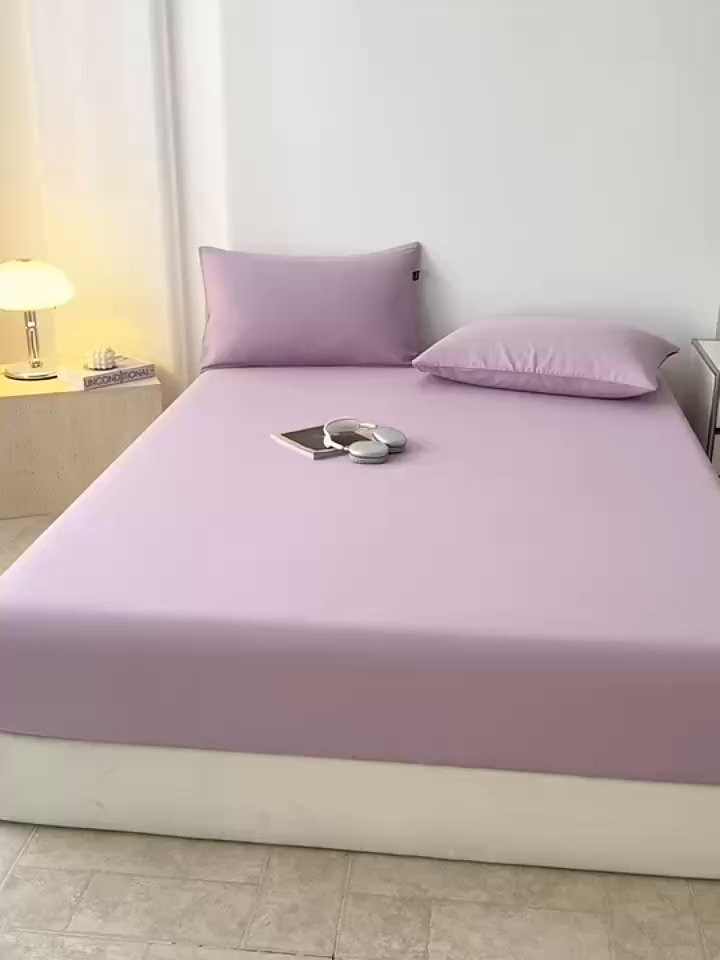 91家纺网 家纺一手货源 找家纺 眠博士 2025新款大雁纹小提花全棉纯棉床笠单件-单床笠 床笠-雁纹紫