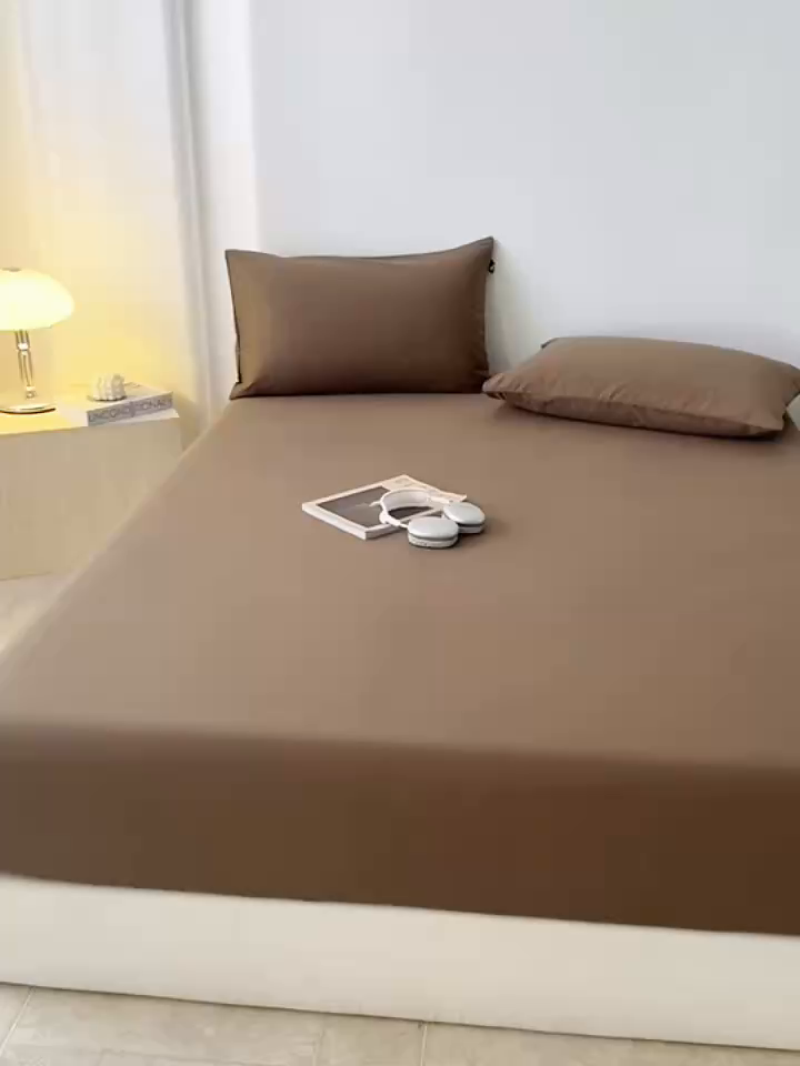 91家纺网 家纺一手货源 找家纺 眠博士 2025新款大雁纹小提花全棉纯棉床笠单件-单床笠 床笠-雁纹棕咖