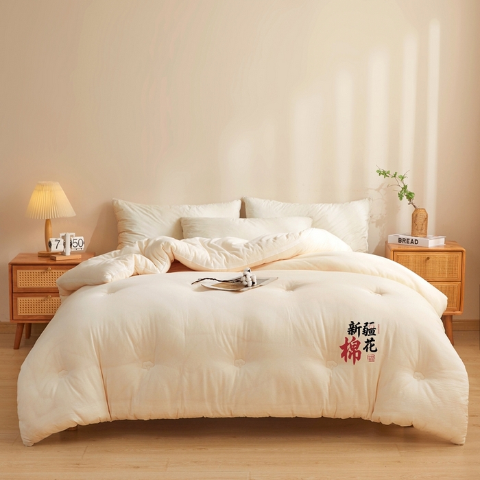 91家纺网 家纺一手货源 找家纺  （专版花型，翻版必究）维洋家纺 2025新款百分百新疆棉花冬被被子被芯 棉花-月白