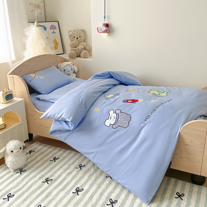 91家纺网 家纺一手货源 找家纺 （总）柔享家（原芷澜家纺）2025新款全棉高端贴布刺绣幼儿园三件套套件儿童三件套被子被芯婴童宝宝六件套七件套