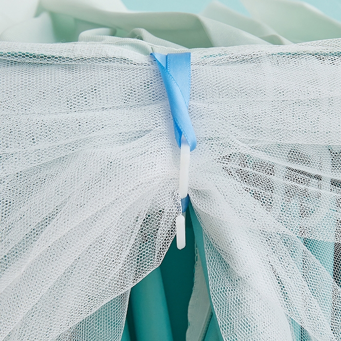 91家纺网 家纺一手货源 找家纺 锦逸家居 2025新款渐变花边款遮光学生蚊帐 渐变花边-果绿