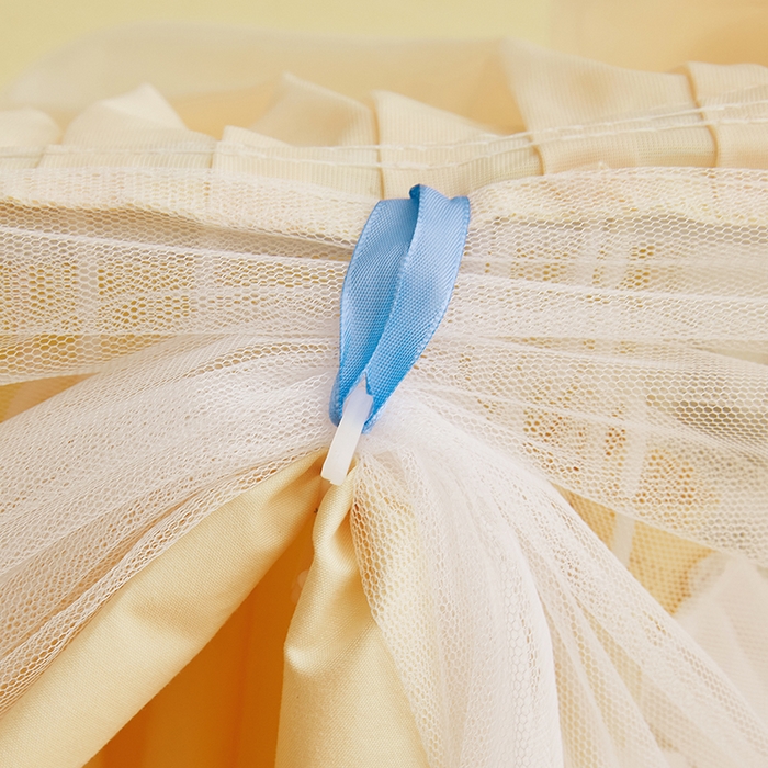 91家纺网 家纺一手货源 找家纺 锦逸家居 2025新款渐变花边款遮光学生蚊帐 渐变花边-嫩黄