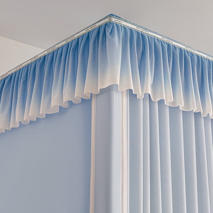 91家纺网 家纺一手货源 找家纺 锦逸家居 2025新款渐变花边款遮光学生蚊帐 渐变花边-天蓝色