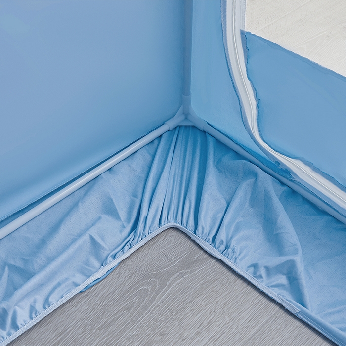 91家纺网 家纺一手货源 找家纺 锦逸家居 2025新款渐变花边款遮光学生蚊帐 渐变花边-天蓝色