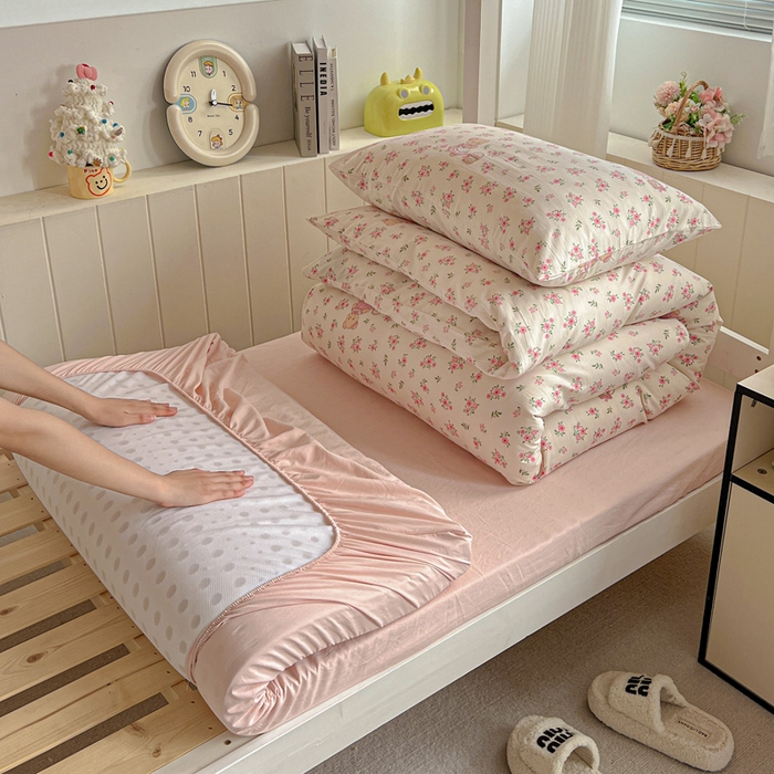 水墨江南2025新款水洗棉印花四件套 花间小熊