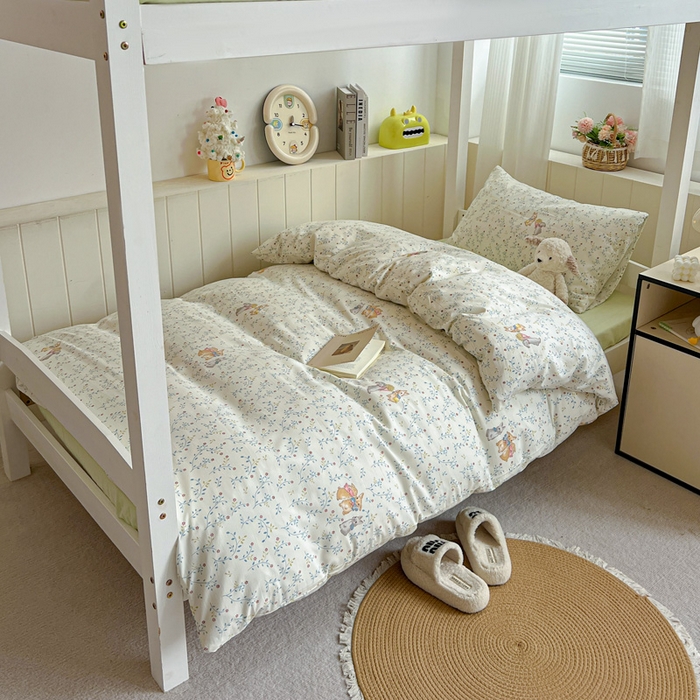 91家纺网 家纺一手货源 找家纺 水墨江南2025新款水洗棉印花四件套 花小兔