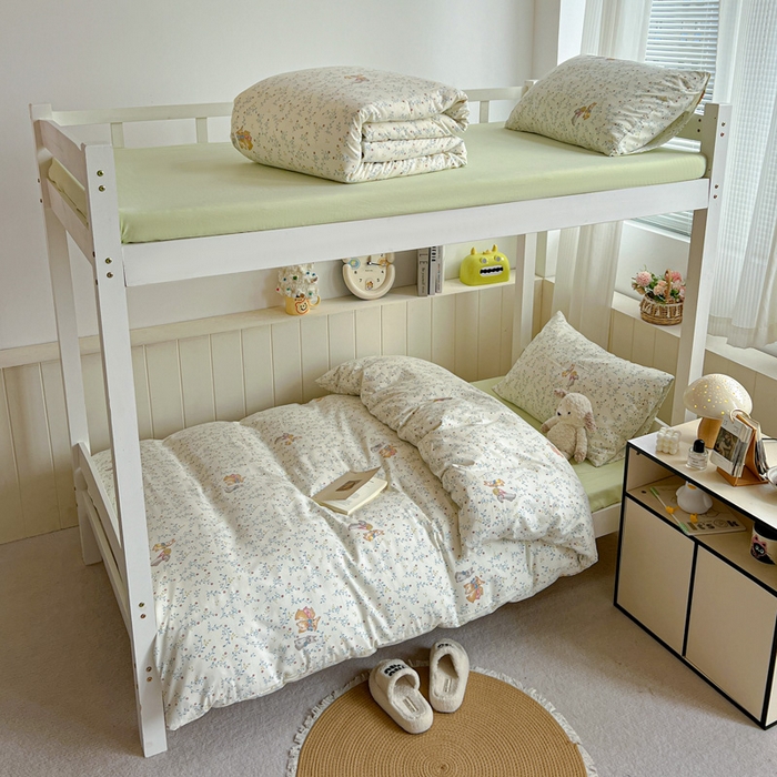 91家纺网 家纺一手货源 找家纺 水墨江南2025新款水洗棉印花四件套 花小兔