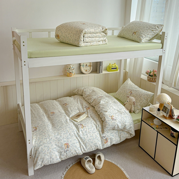 91家纺网 家纺一手货源 找家纺 水墨江南2025新款水洗棉印花四件套 花小兔