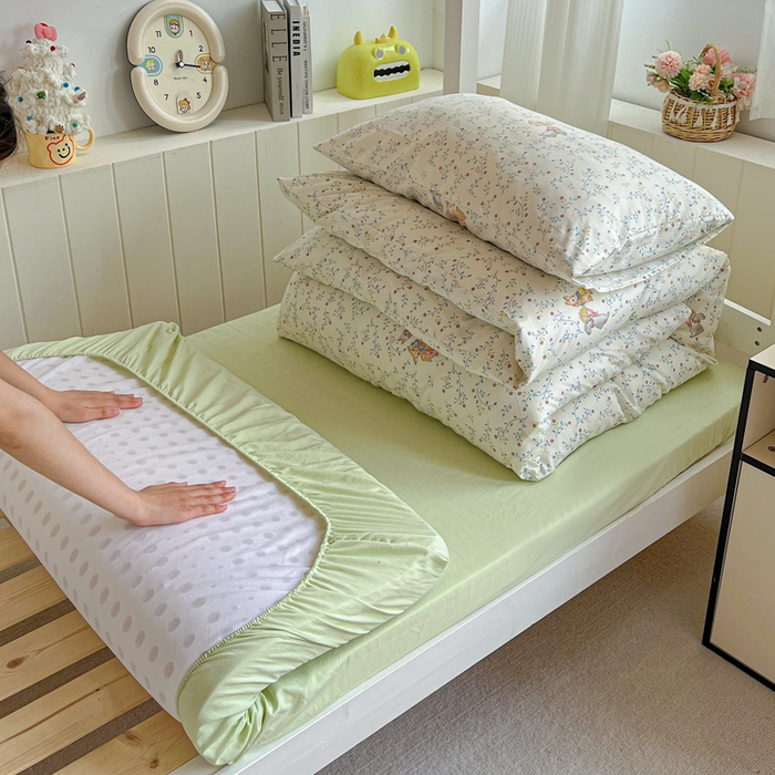 水墨江南2025新款水洗棉印花四件套 花小兔