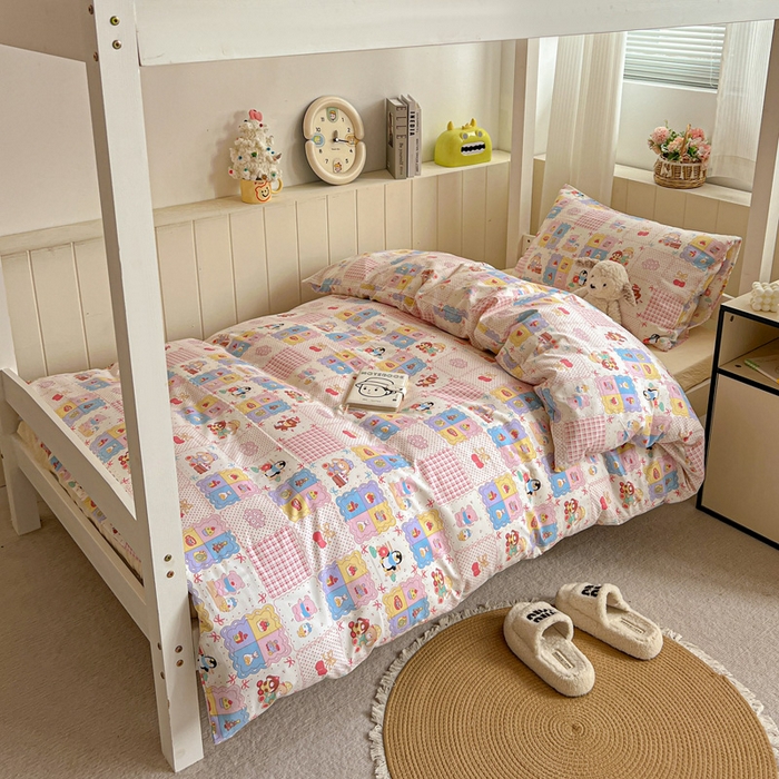 91家纺网 家纺一手货源 找家纺 水墨江南2025新款水洗棉印花四件套 开心派对