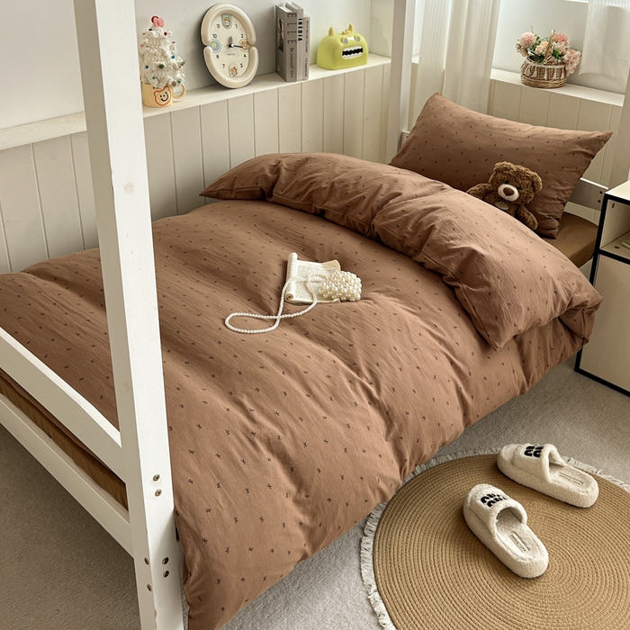 91家纺网 家纺一手货源 找家纺 水墨江南2025新款水洗棉印花四件套 可爱颂咖