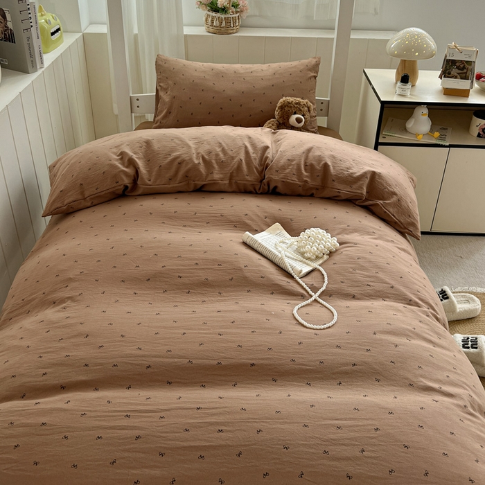 91家纺网 家纺一手货源 找家纺 水墨江南2025新款水洗棉印花四件套 可爱颂咖