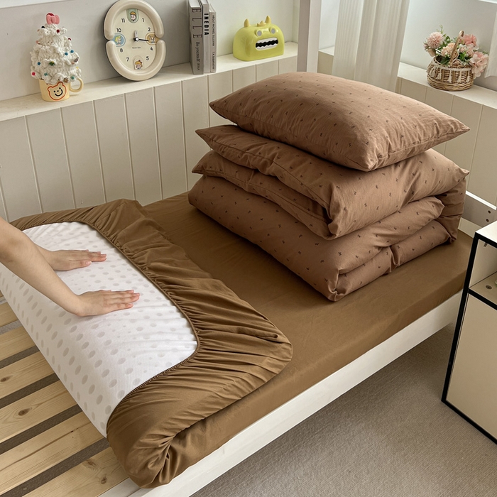 水墨江南2025新款水洗棉印花四件套 可爱颂咖