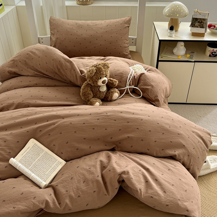 91家纺网 家纺一手货源 找家纺 水墨江南2025新款水洗棉印花四件套 可爱颂咖