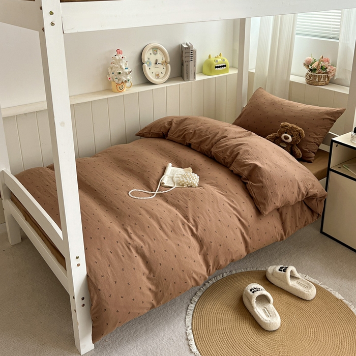 91家纺网 家纺一手货源 找家纺 水墨江南2025新款水洗棉印花四件套 可爱颂咖